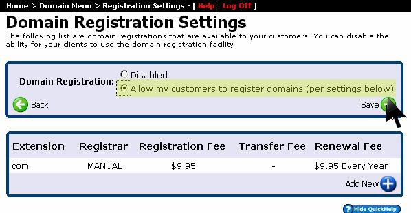 registration settings