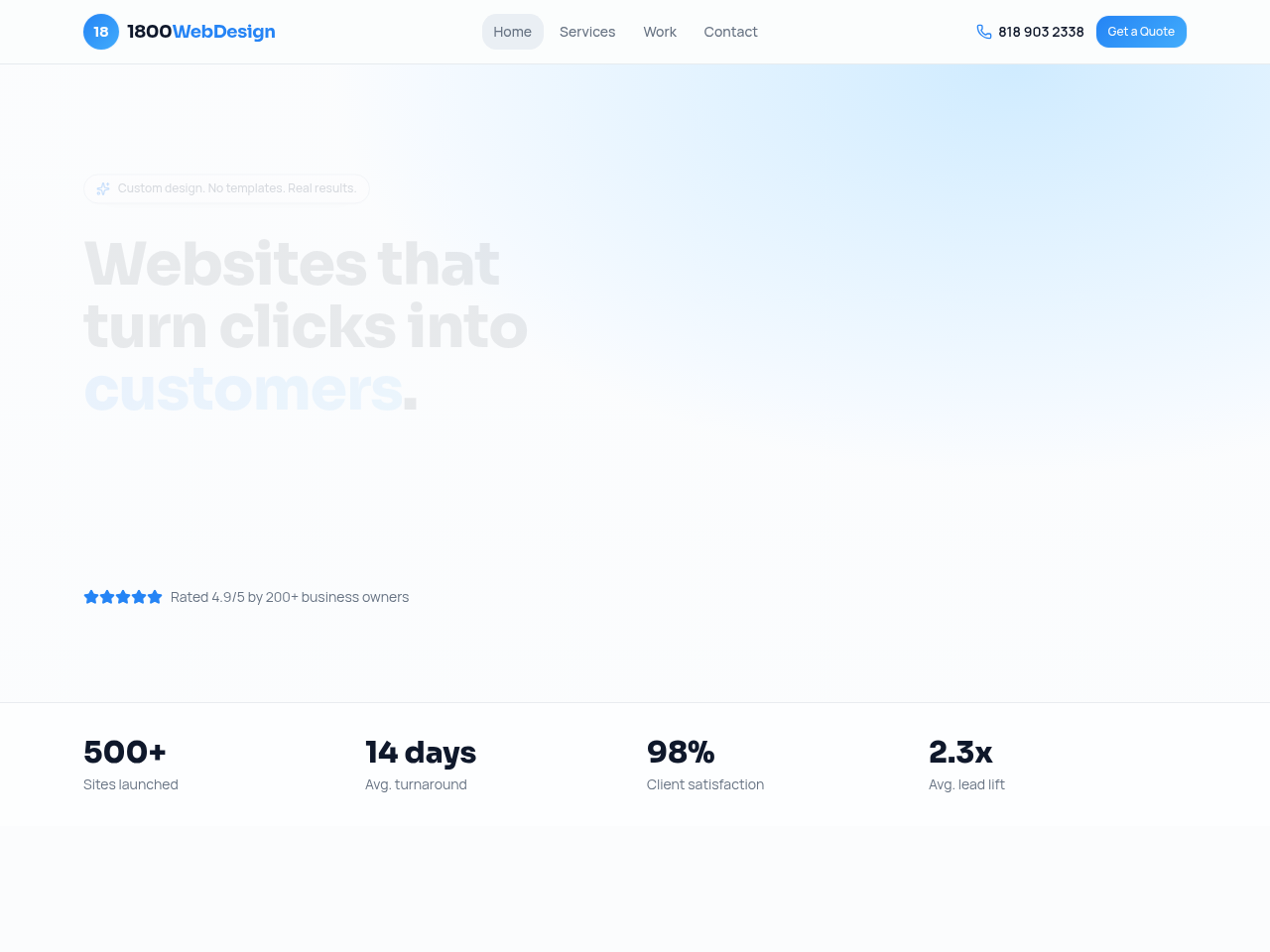 1800webdesign Inc. Screenshot