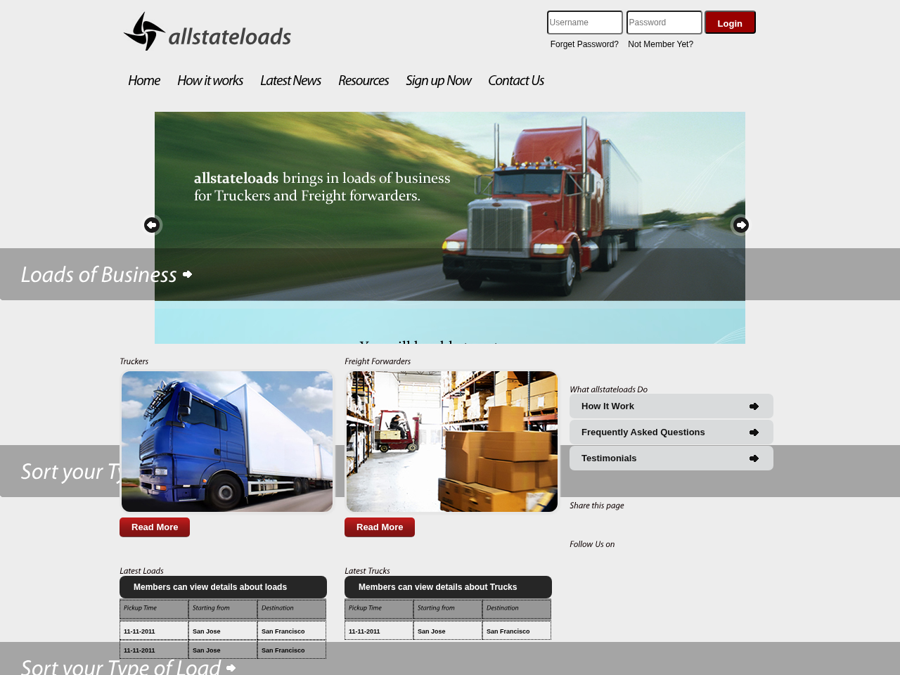 Allstateloads Inc. Screenshot
