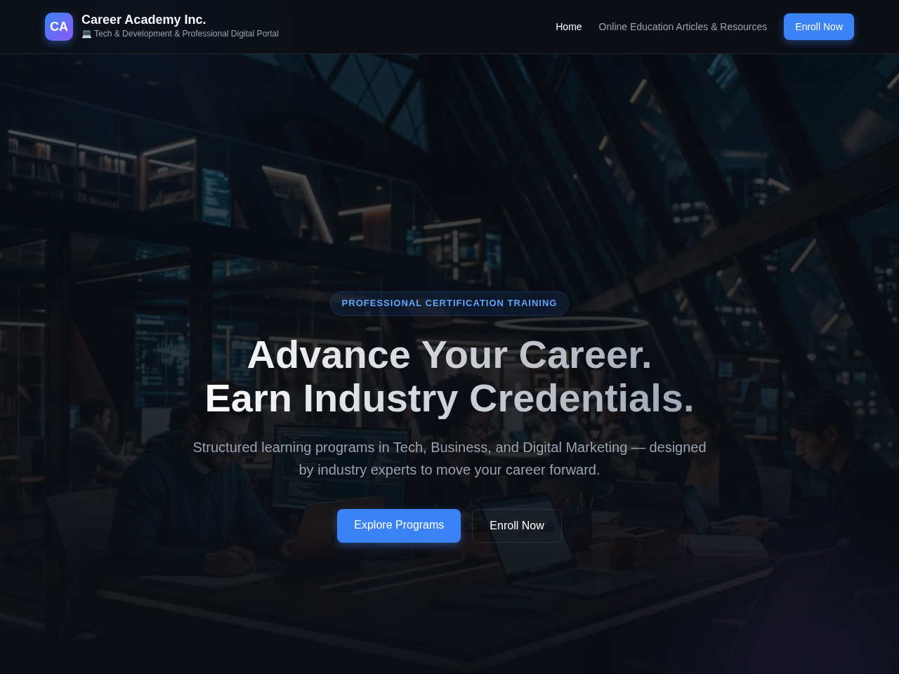Career Academy Inc. Screenshot