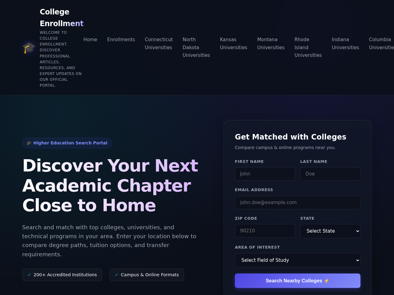 College Enrollment Screenshot
