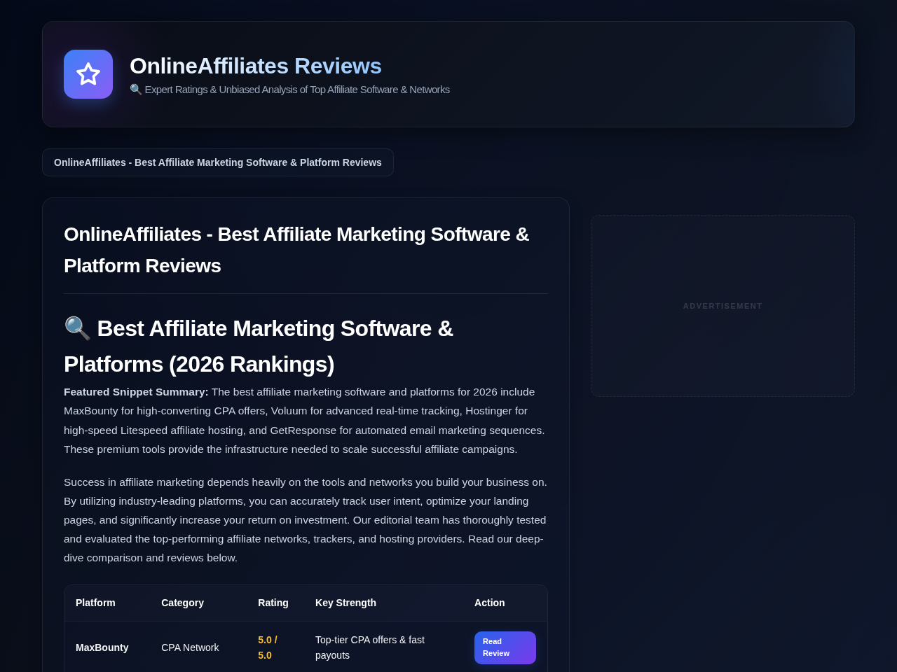 OnlineAffiliates Reviews Screenshot