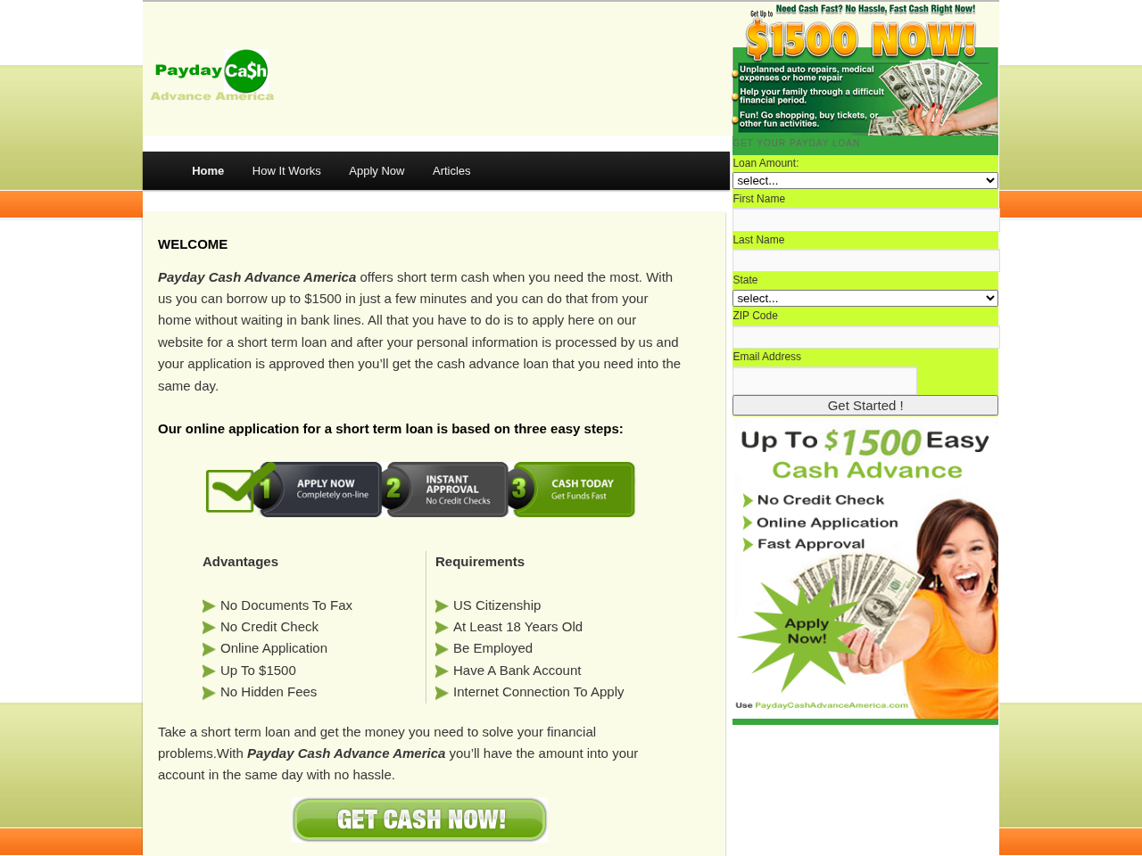 Paydaycashadvanceamerica Inc. Screenshot