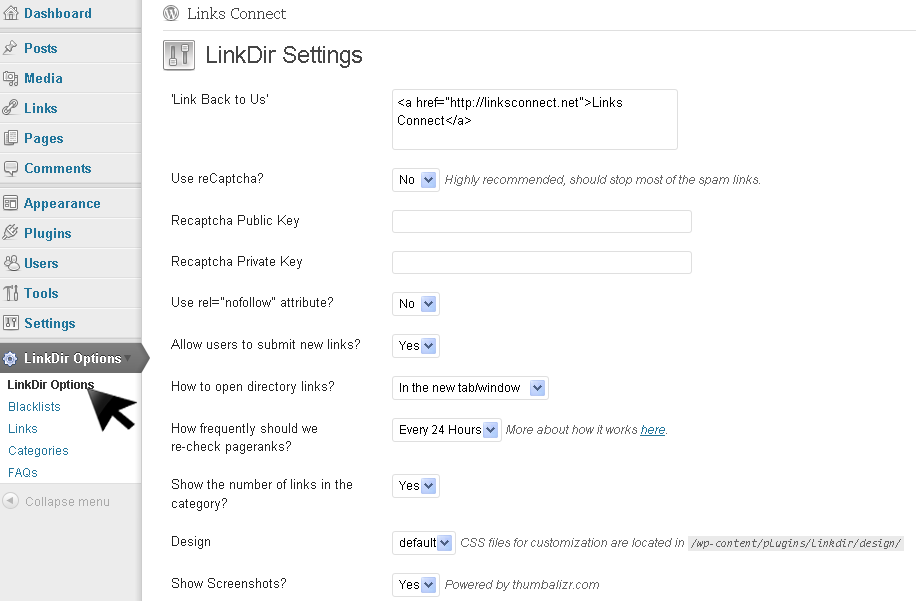 LinksConnect General Settings