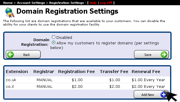 Add New extension profile