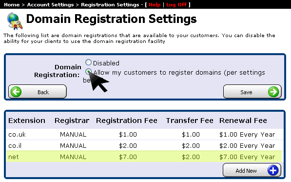 Active domain extension confirmation