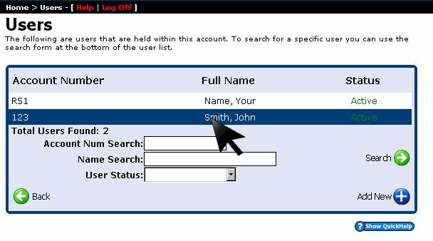 Select client user profile