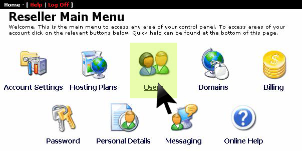 Users menu navigation