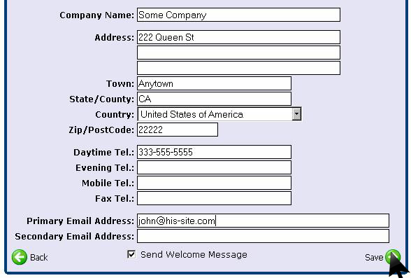 Enter user contact details