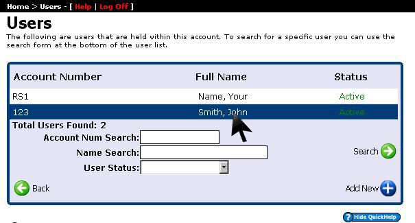 Set username and password credentials