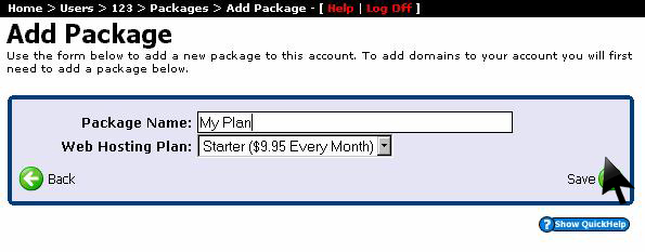 User password reset console