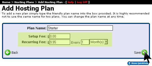 Enter plan name and pricing