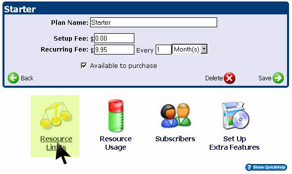 Configure disk space and traffic limits
