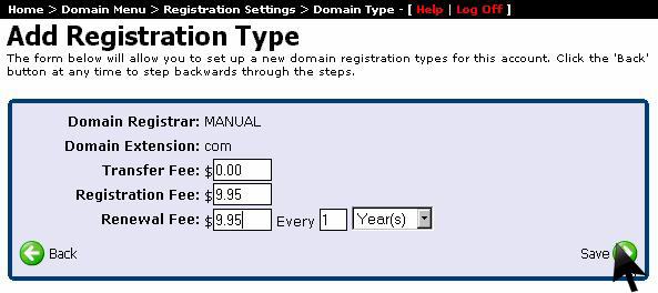 Search registered domain extensions