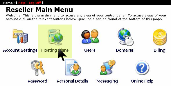 Hosting Plans menu option