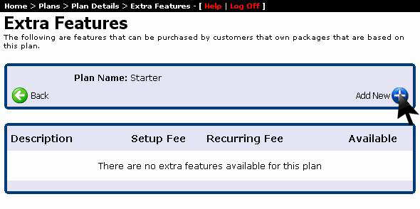 Add New extra feature button