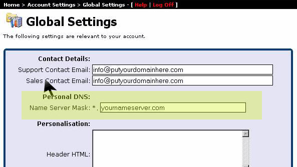 Enter primary nameserver hostnames