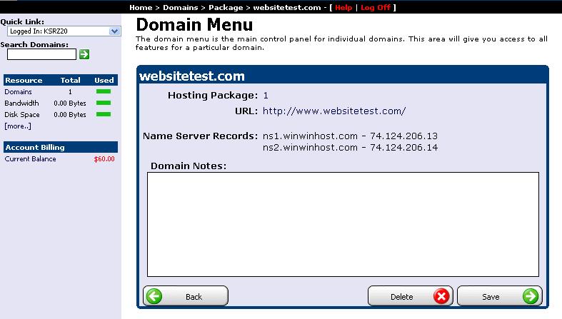 Select domain from Domains section