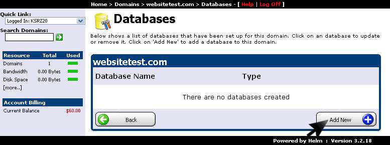Database Manager menu item
