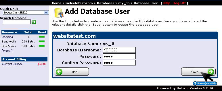 Add new user to database