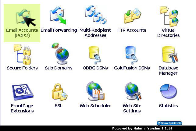 Control panel Domains menu