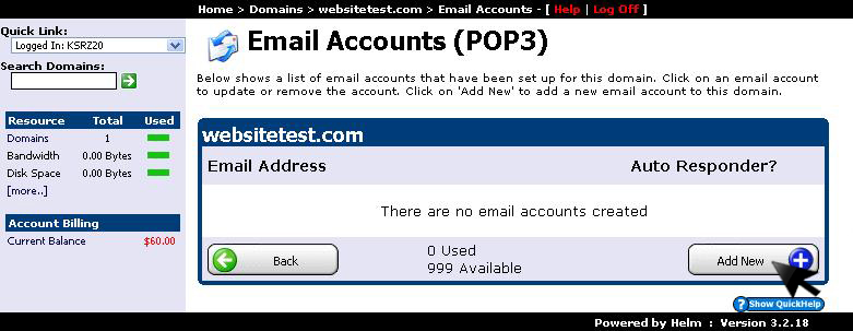 Select domain name for mailbox