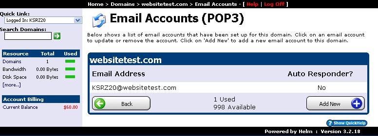 Add New mailbox button