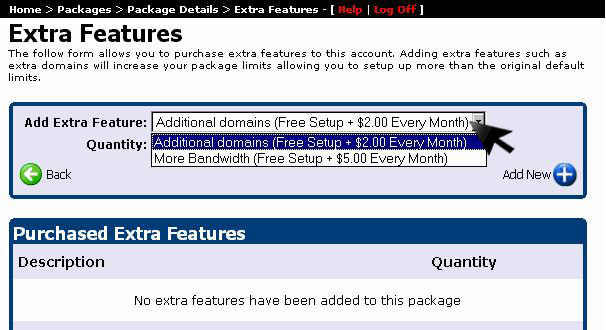 Select add-on feature and provision