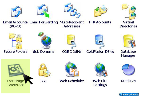 FrontPage Extensions menu item