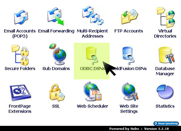 ODBC DSNs menu option
